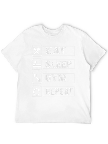 Eat Sleep Gym Repeat Black Graphic Tee