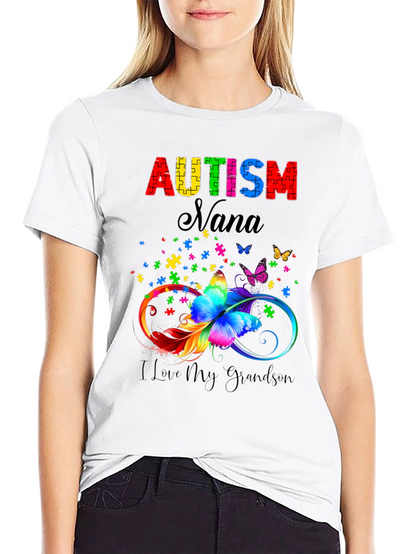 Autism Nana T-Shirt - I Love My Grandson