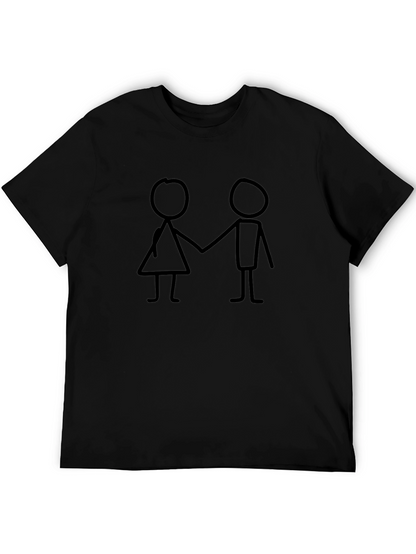 Stick Figure Couple Black T-Shirt