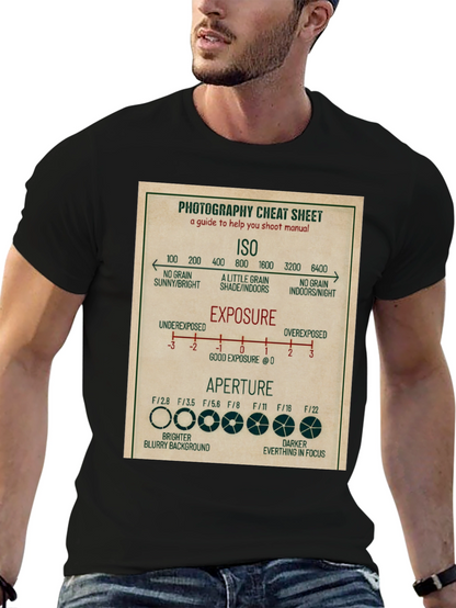 Photography Cheat Sheet T-Shirt - Camera Settings Guide Tee
