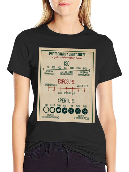 Photography Cheat Sheet T-Shirt - Camera Settings Guide Tee
