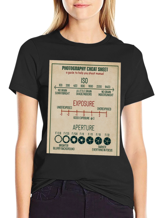 Photography Cheat Sheet T-Shirt - Camera Settings Guide Tee