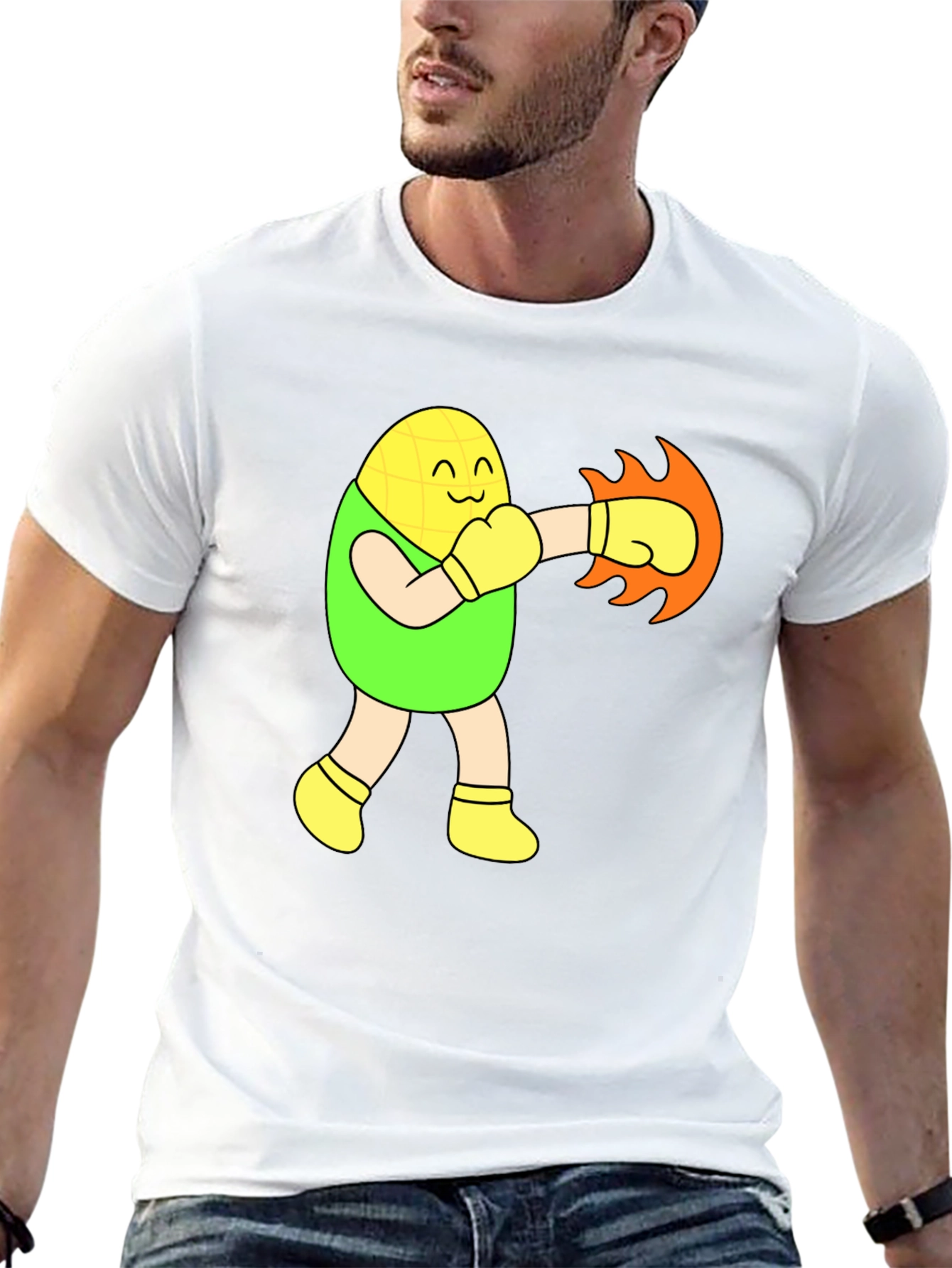 Funny Corn Boxer Black T-Shirt