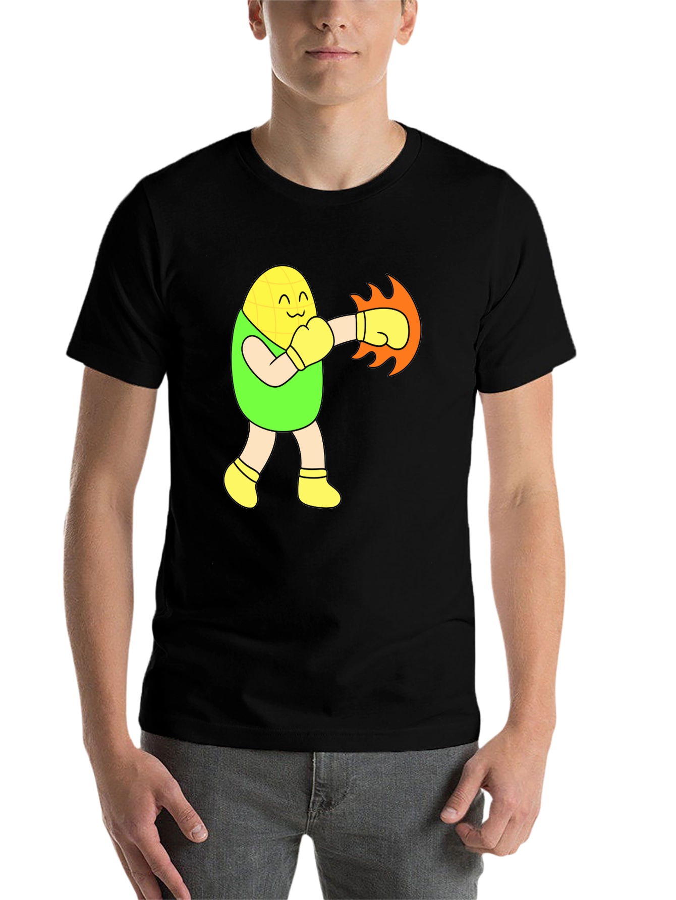 Funny Corn Boxer Black T-Shirt