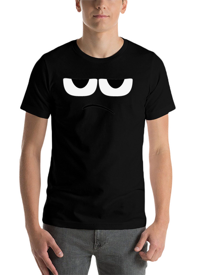 Grumpy Face Graphic Tee - Black Cotton T-Shirt