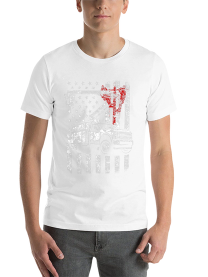 Lineman American Flag Truck Black T-Shirt