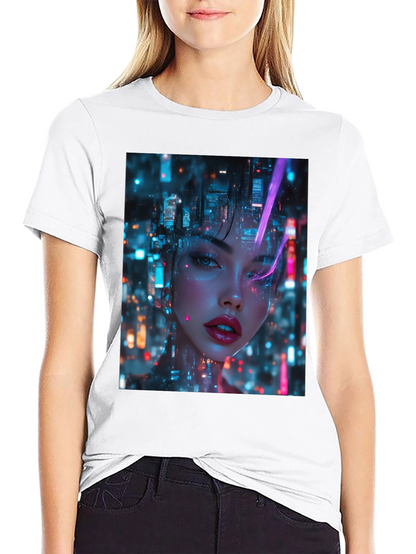 Cyberpunk Girl Black T-Shirt