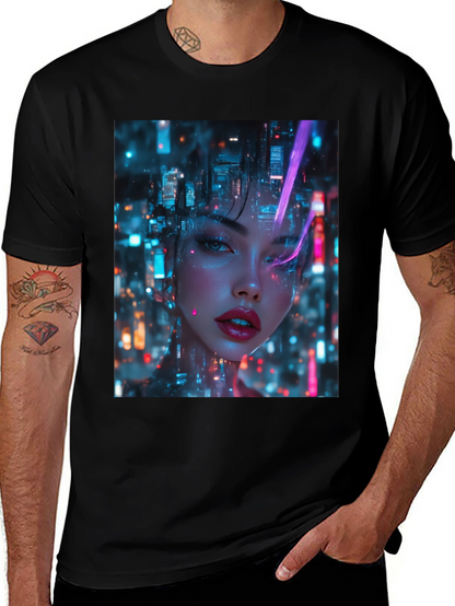 Cyberpunk Girl Black T-Shirt