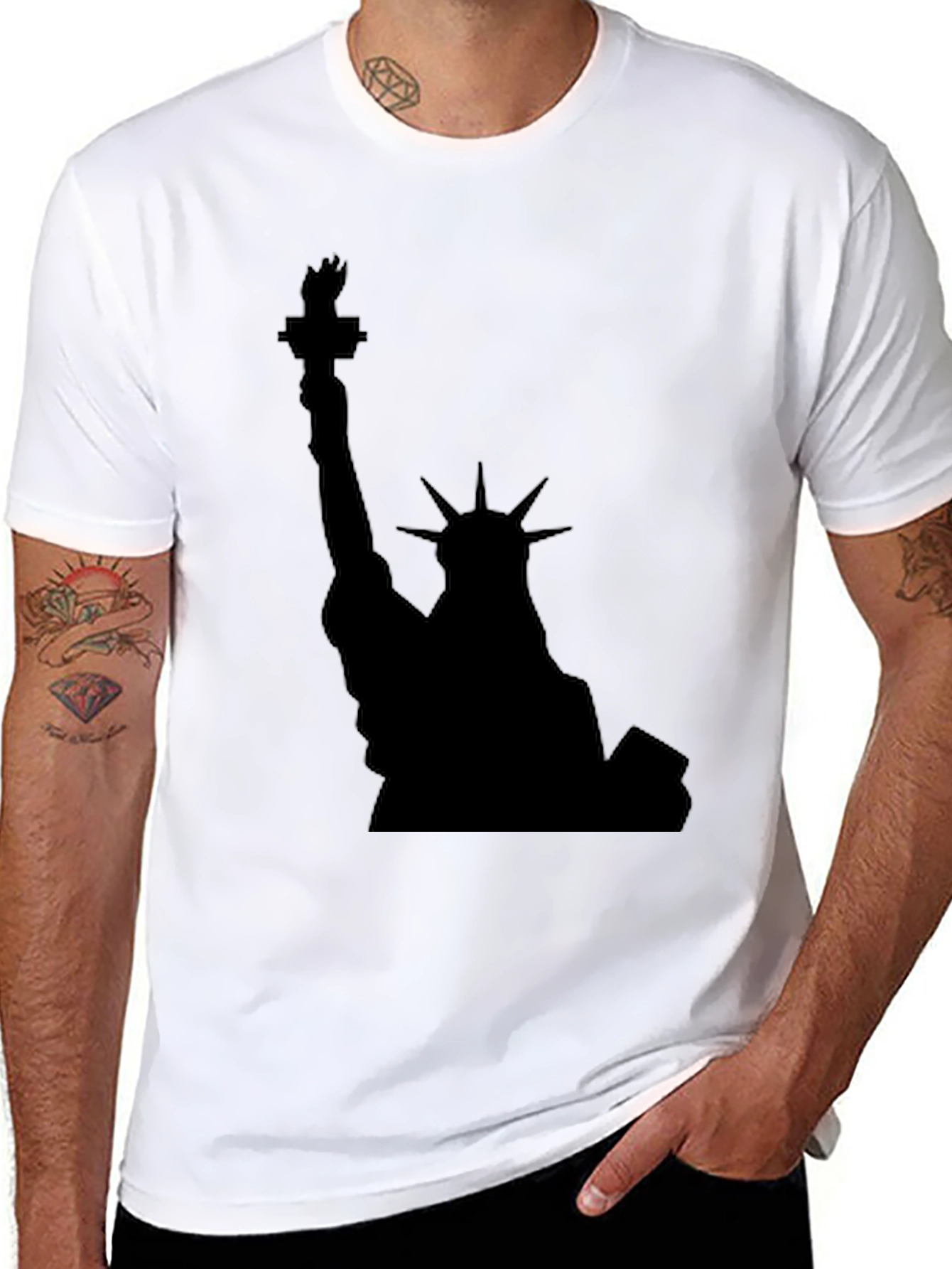 Statue of Liberty Black Graphic Tee - Patriotic Style