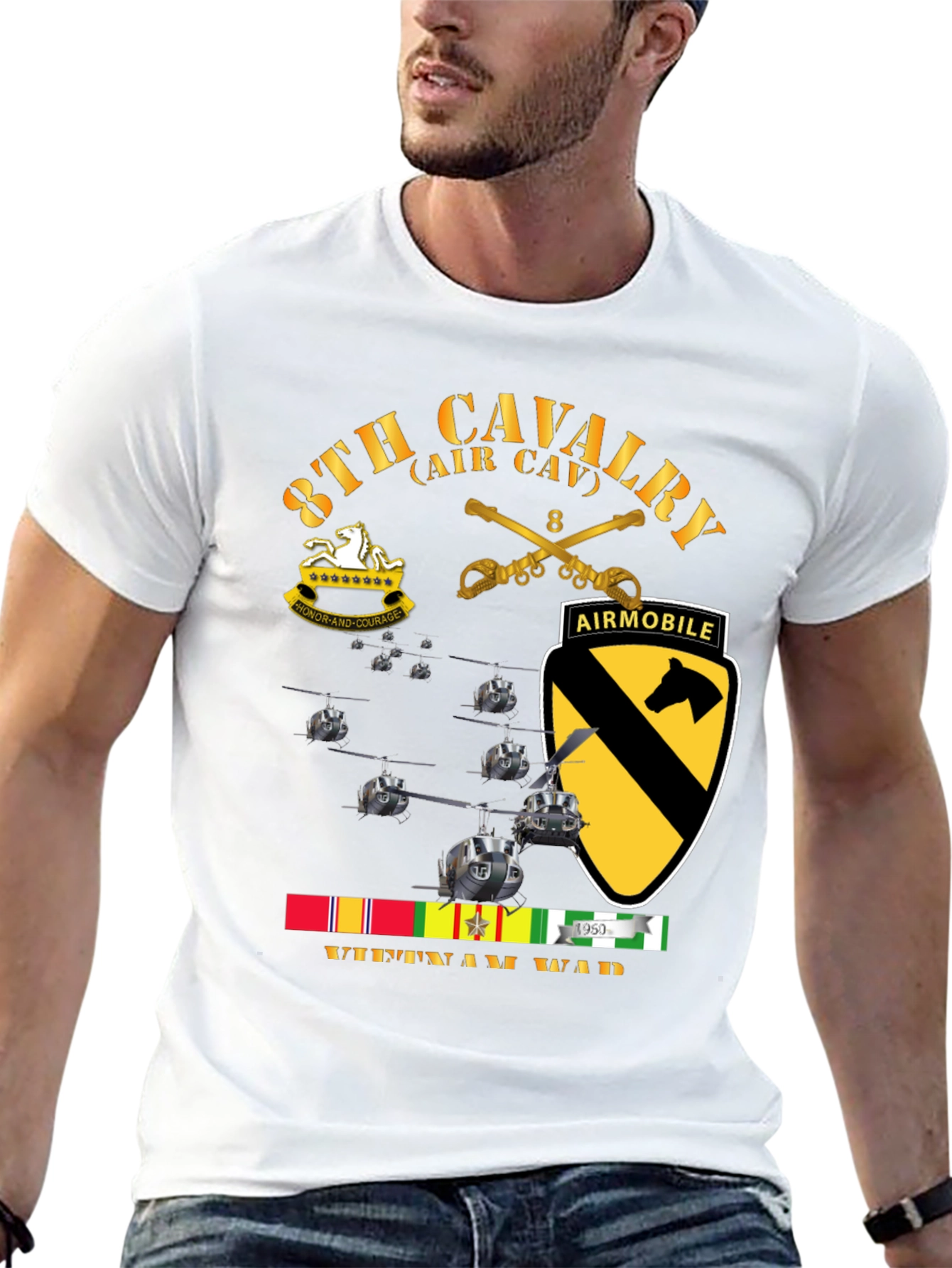 8th Cavalry Vietnam War T-Shirt Air Mobile Tee
