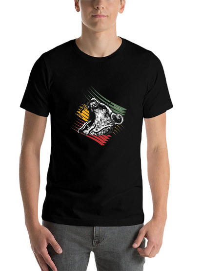 Rasta Lion Graphic Tee - Black Cotton T-Shirt