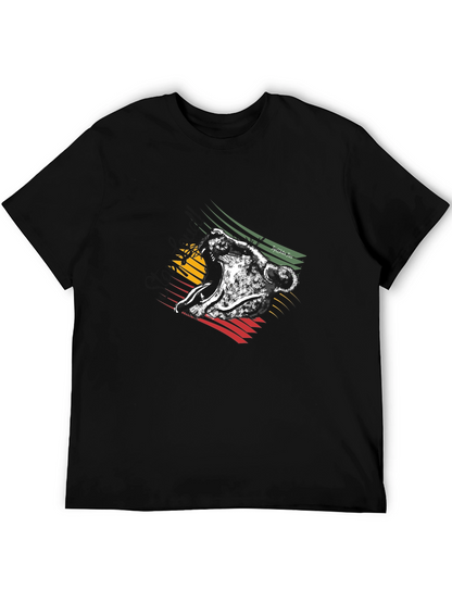 Rasta Lion Graphic Tee - Black Cotton T-Shirt