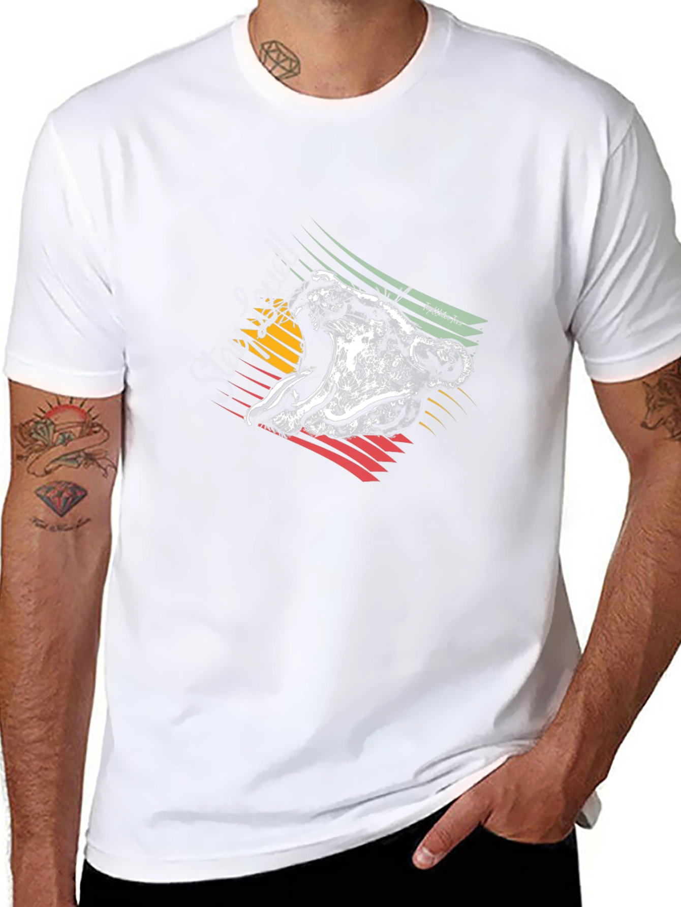 Rasta Lion Graphic Tee - Black Cotton T-Shirt