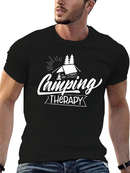 Camping Therapy Black T-Shirt