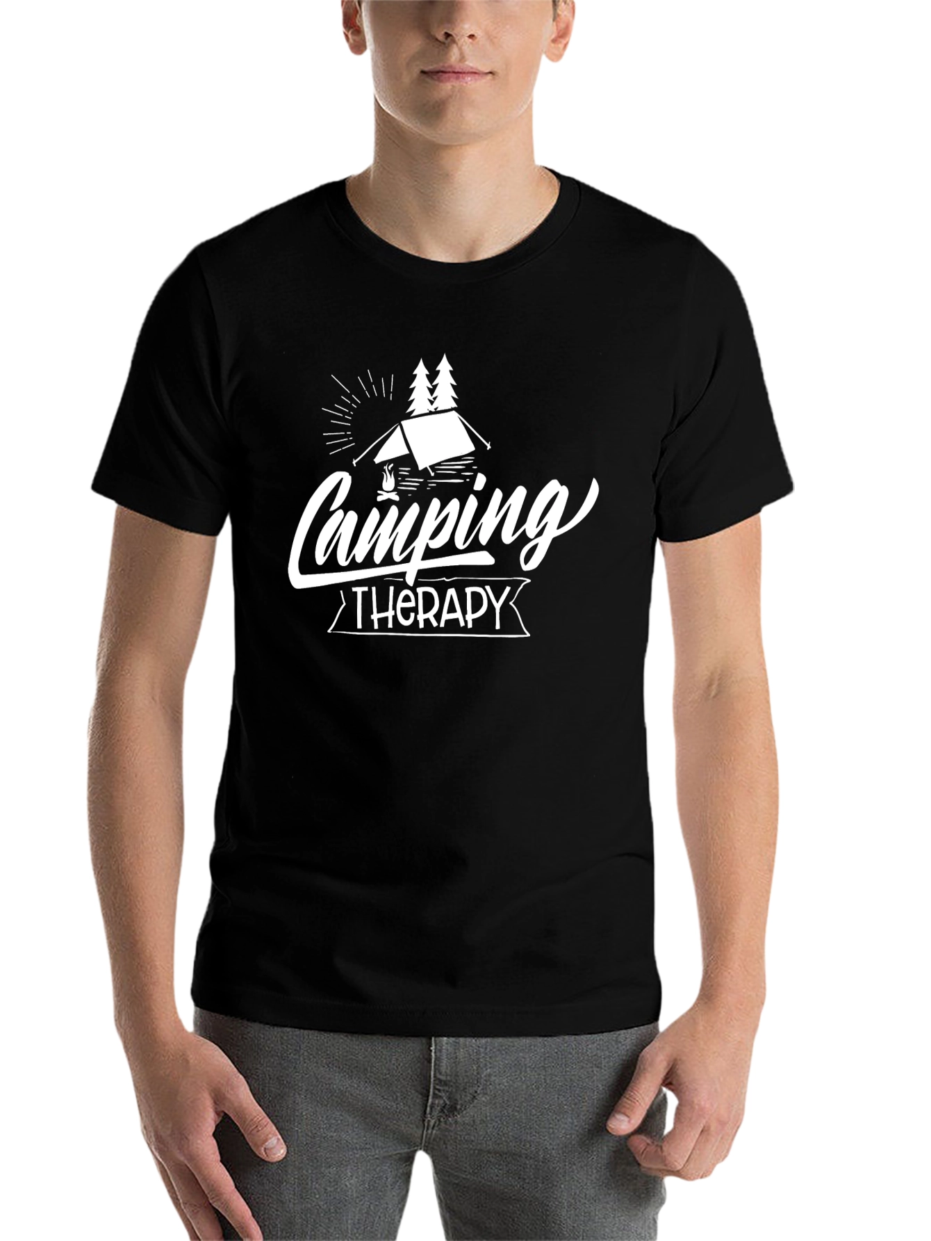 Camping Therapy Black T-Shirt