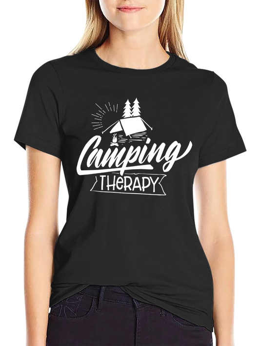 Camping Therapy Black T-Shirt