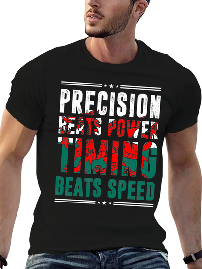 Precision Beats Power Timing Beats Speed Welsh Dragon T-Shirt