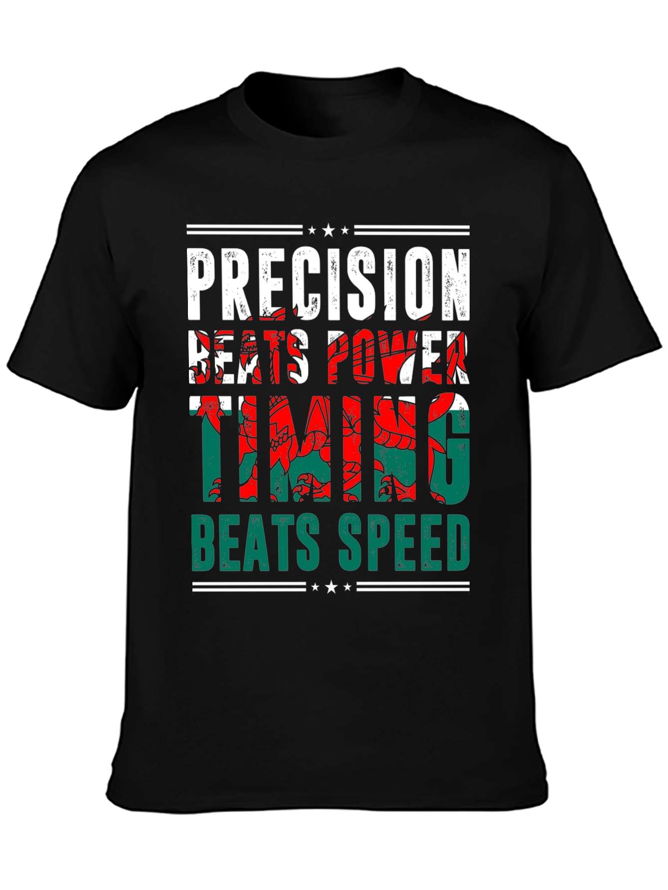 Precision Beats Power Timing Beats Speed Welsh Dragon T-Shirt