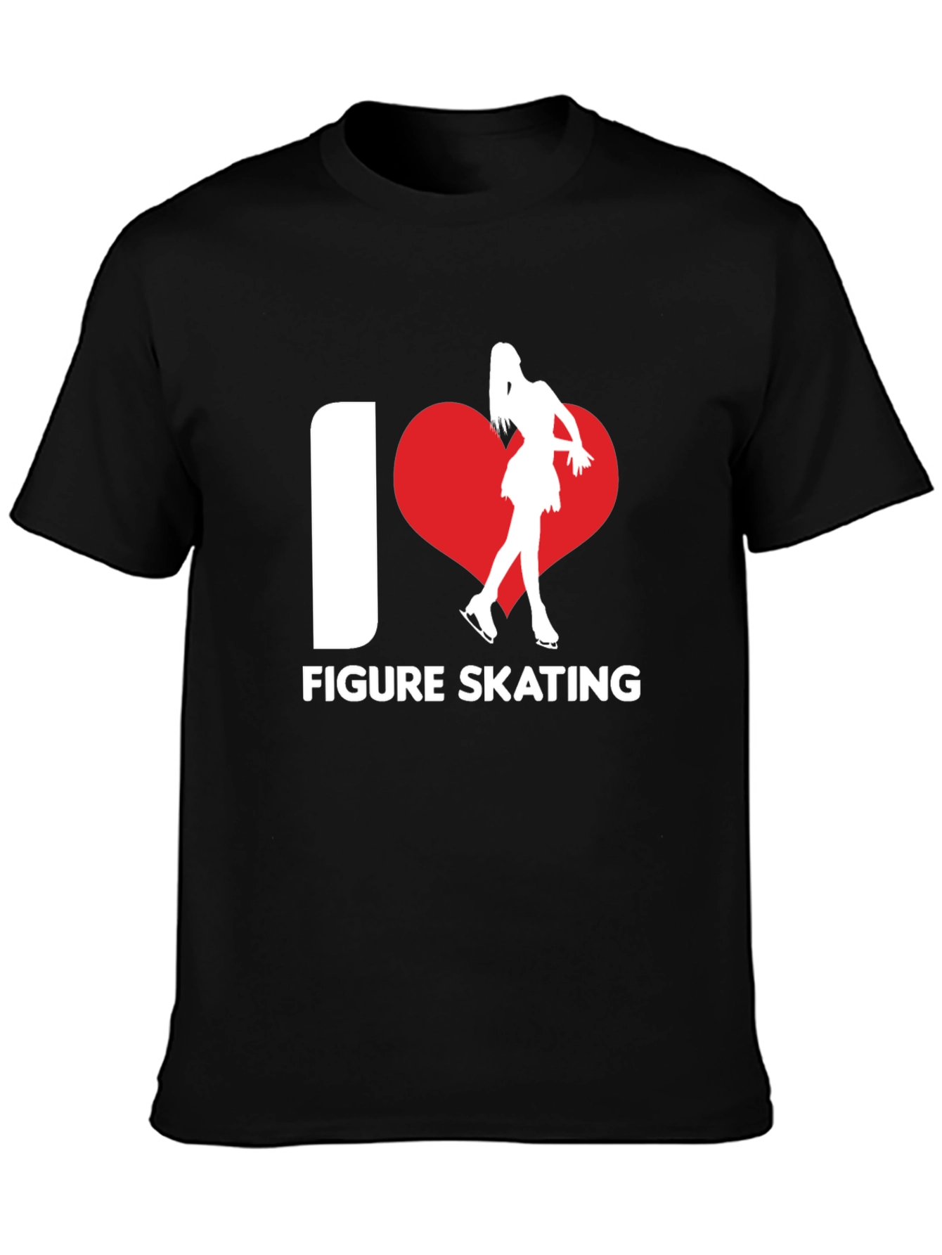 I Heart Figure Skating T-Shirt Black Cotton