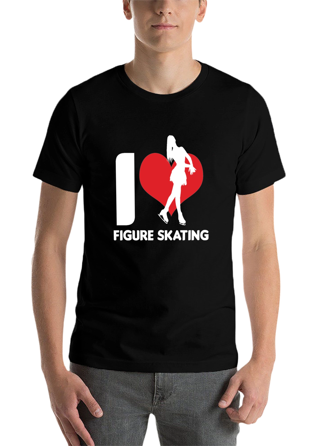 I Heart Figure Skating T-Shirt Black Cotton