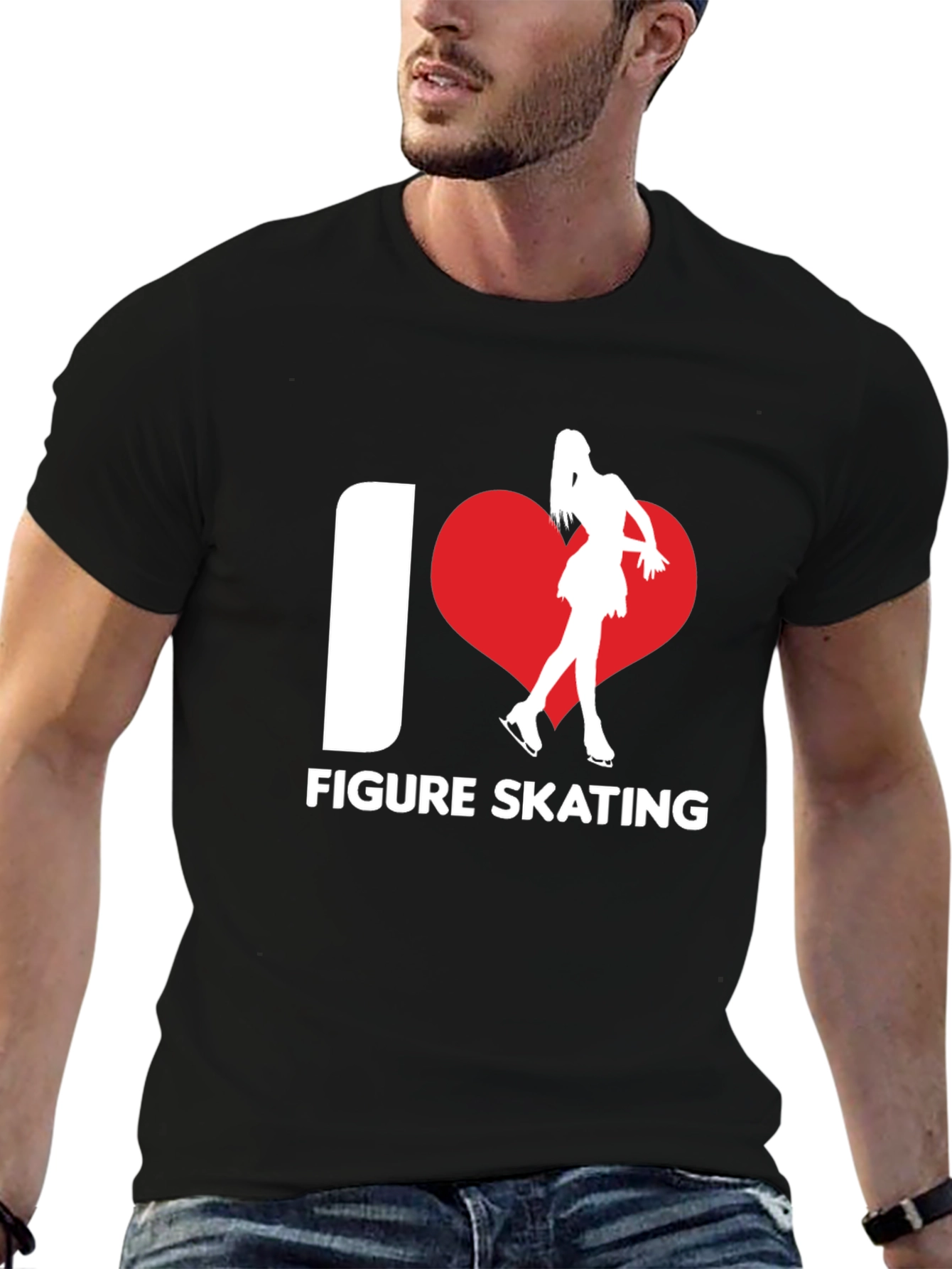 I Heart Figure Skating T-Shirt Black Cotton