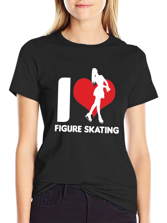 I Heart Figure Skating T-Shirt Black Cotton