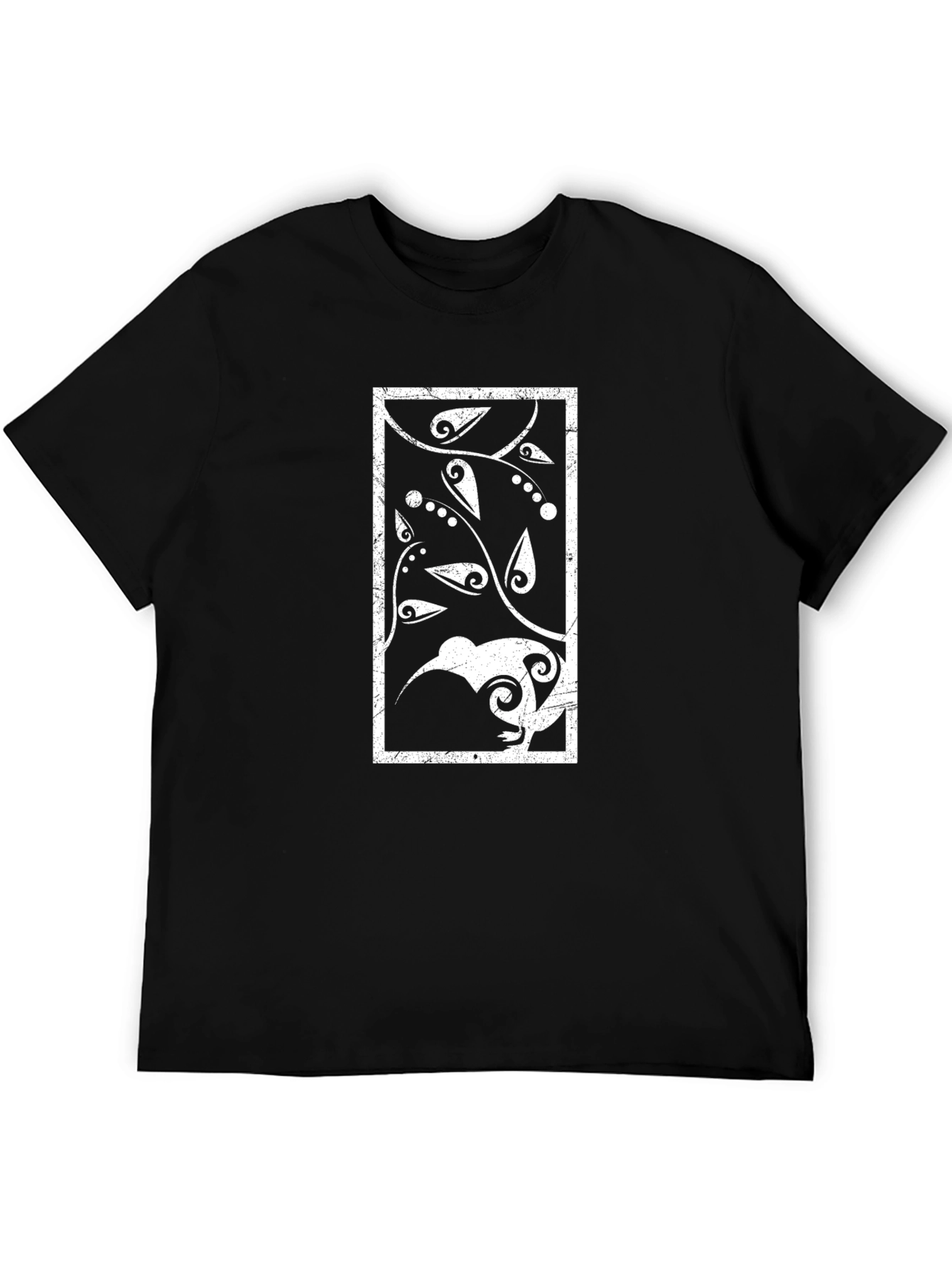 Abstract Kiwi Bird Graphic Tee - Black