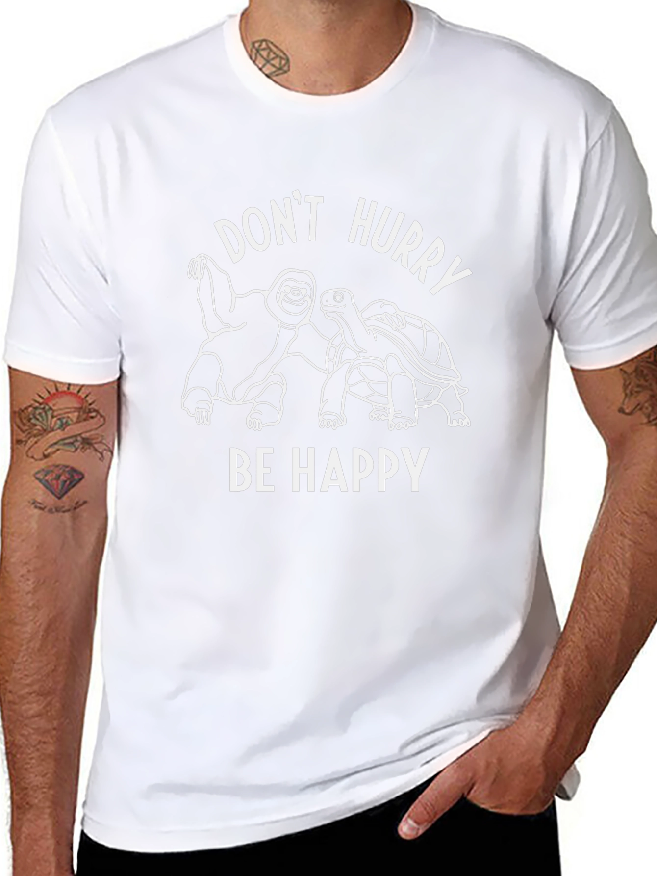 Dont Hurry Be Happy Black Graphic Tee