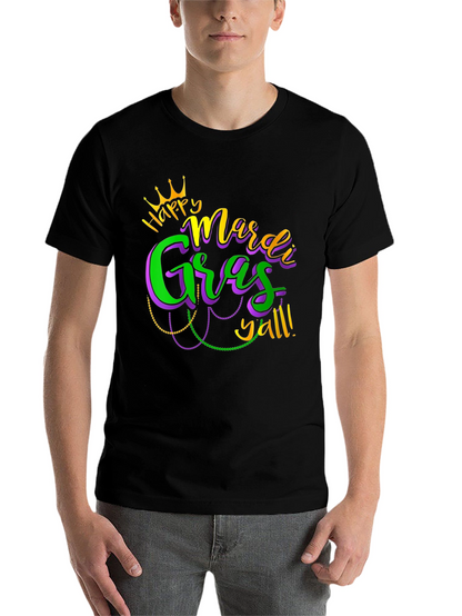 Mardi Gras Yall Graphic Tee - Black