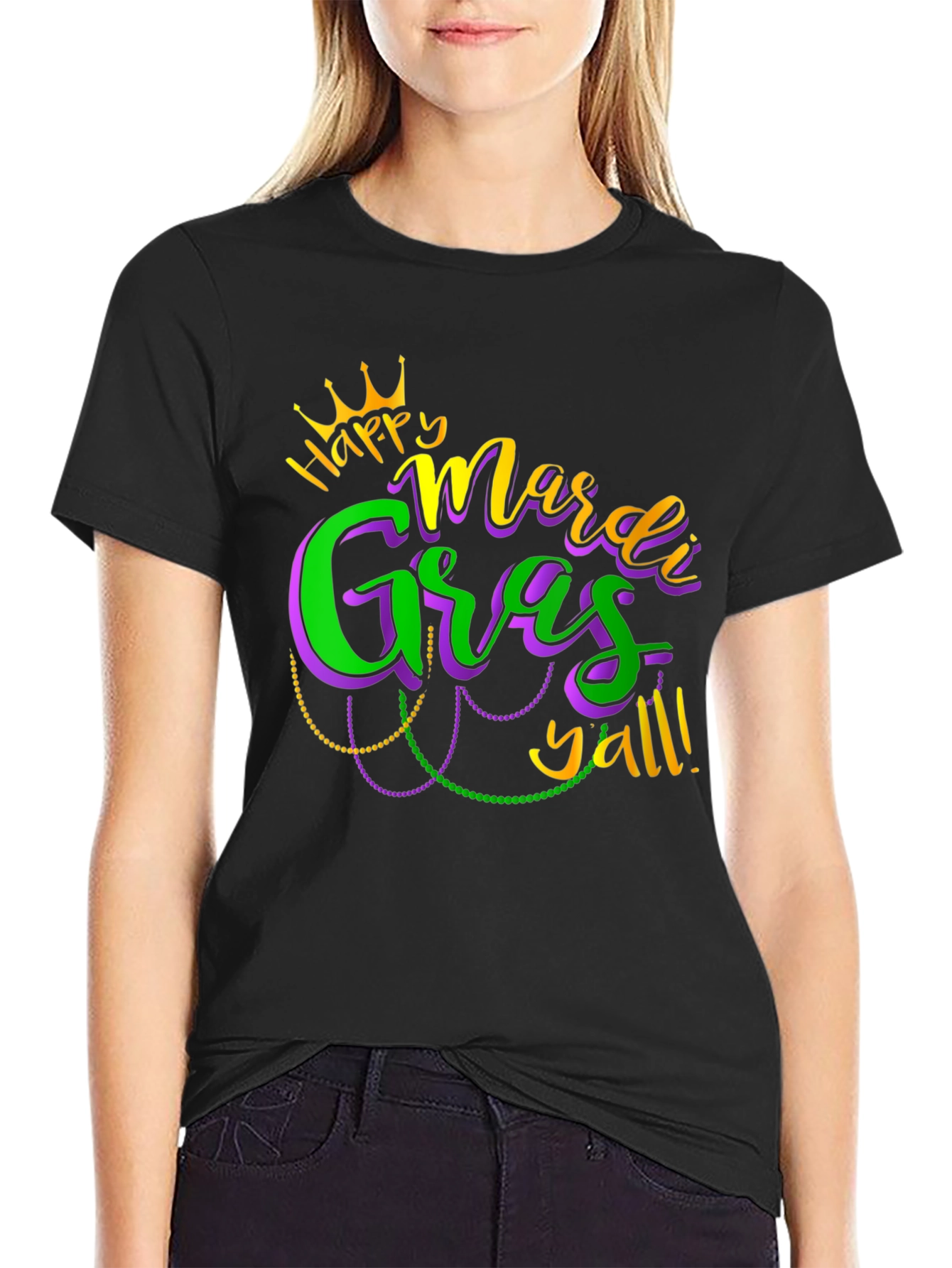 Mardi Gras Yall Graphic Tee - Black