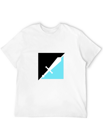 Modern Geometric Sword Graphic Tee - Black