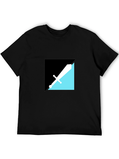 Modern Geometric Sword Graphic Tee - Black
