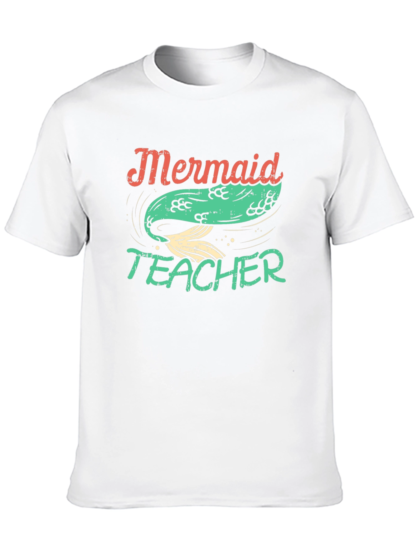 Mermaid Teacher Graphic Tee - Black Cotton T-Shirt