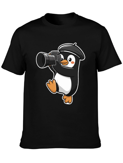 Penguin Photographer T-Shirt - Cute Cartoon Tee