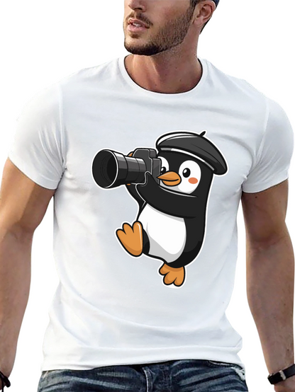 Penguin Photographer T-Shirt - Cute Cartoon Tee