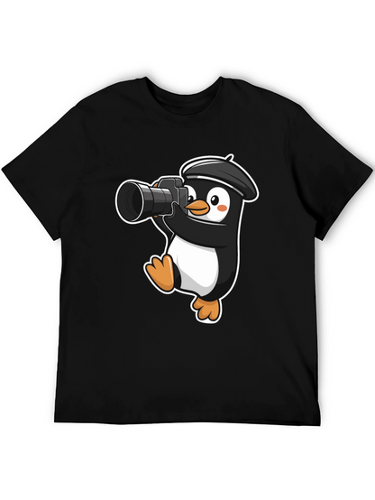 Penguin Photographer T-Shirt - Cute Cartoon Tee