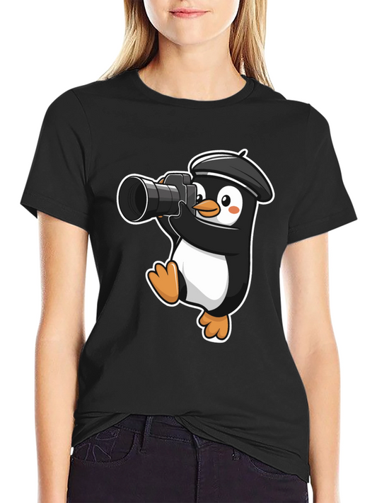 Penguin Photographer T-Shirt - Cute Cartoon Tee