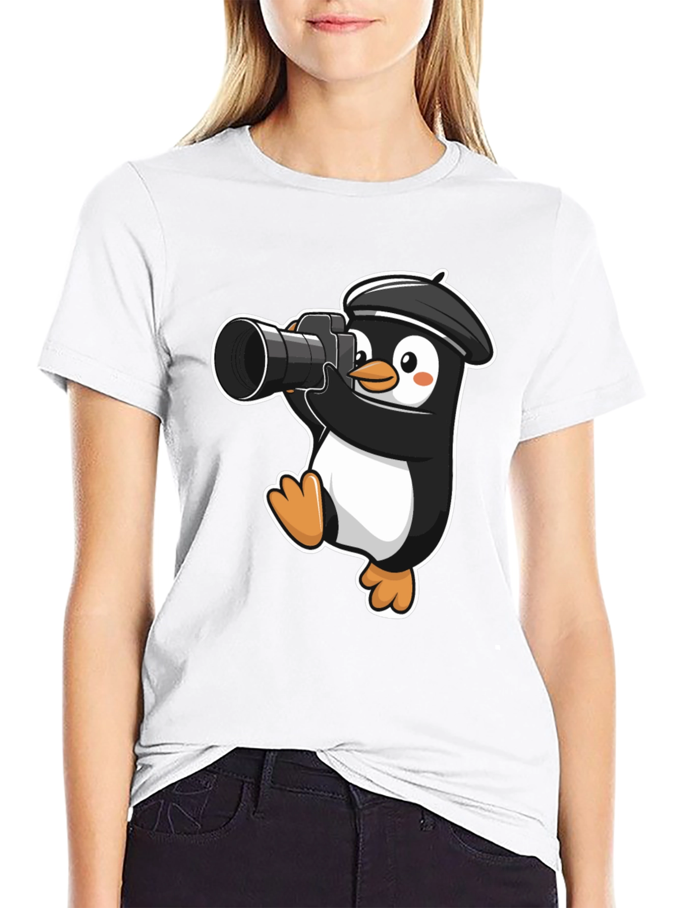 Penguin Photographer T-Shirt - Cute Cartoon Tee