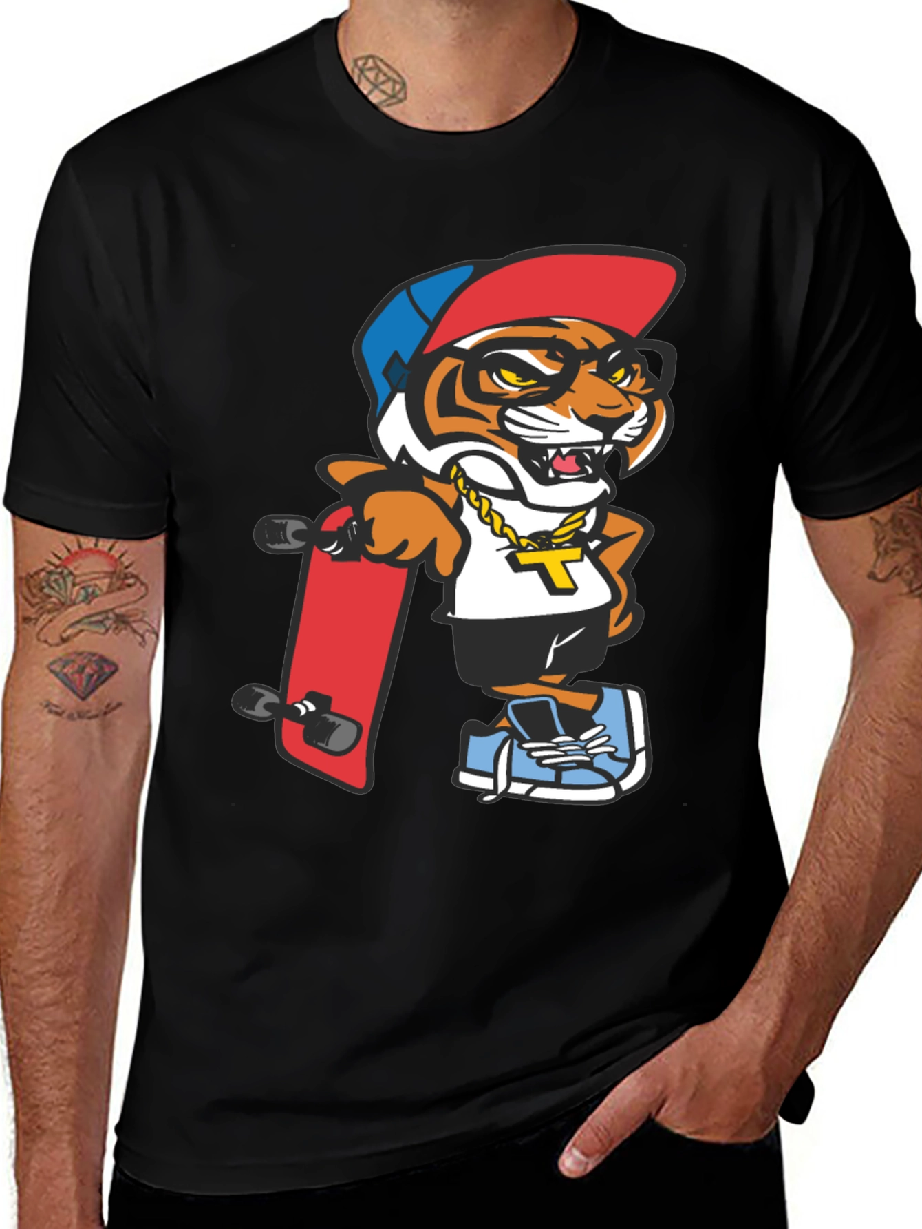 Cool Tiger Graphic Tee - Black T-Shirt
