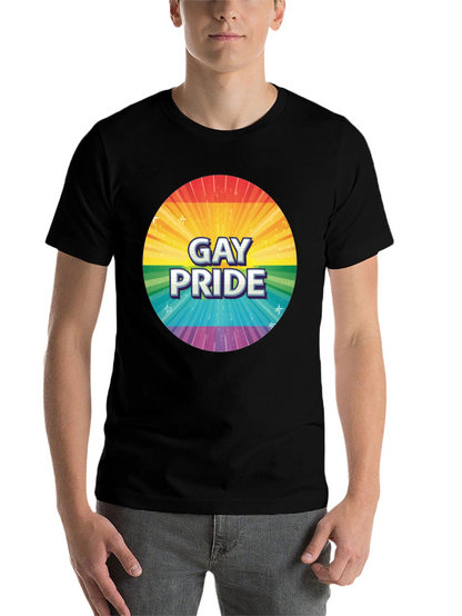 Gay Pride Rainbow Graphic Tee - Black