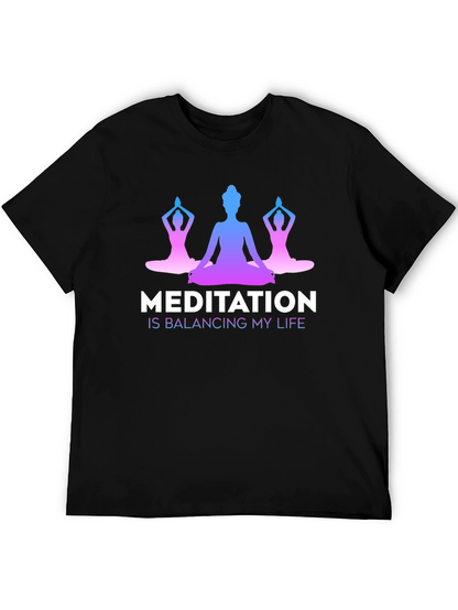 Meditation Balancing Life Black T-Shirt