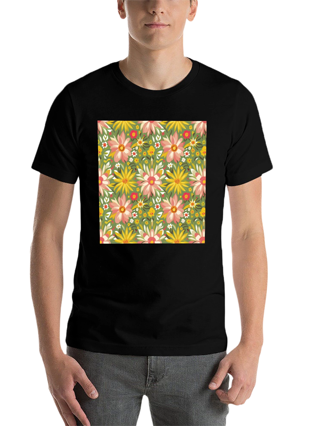Floral Print Crew Neck T-Shirt