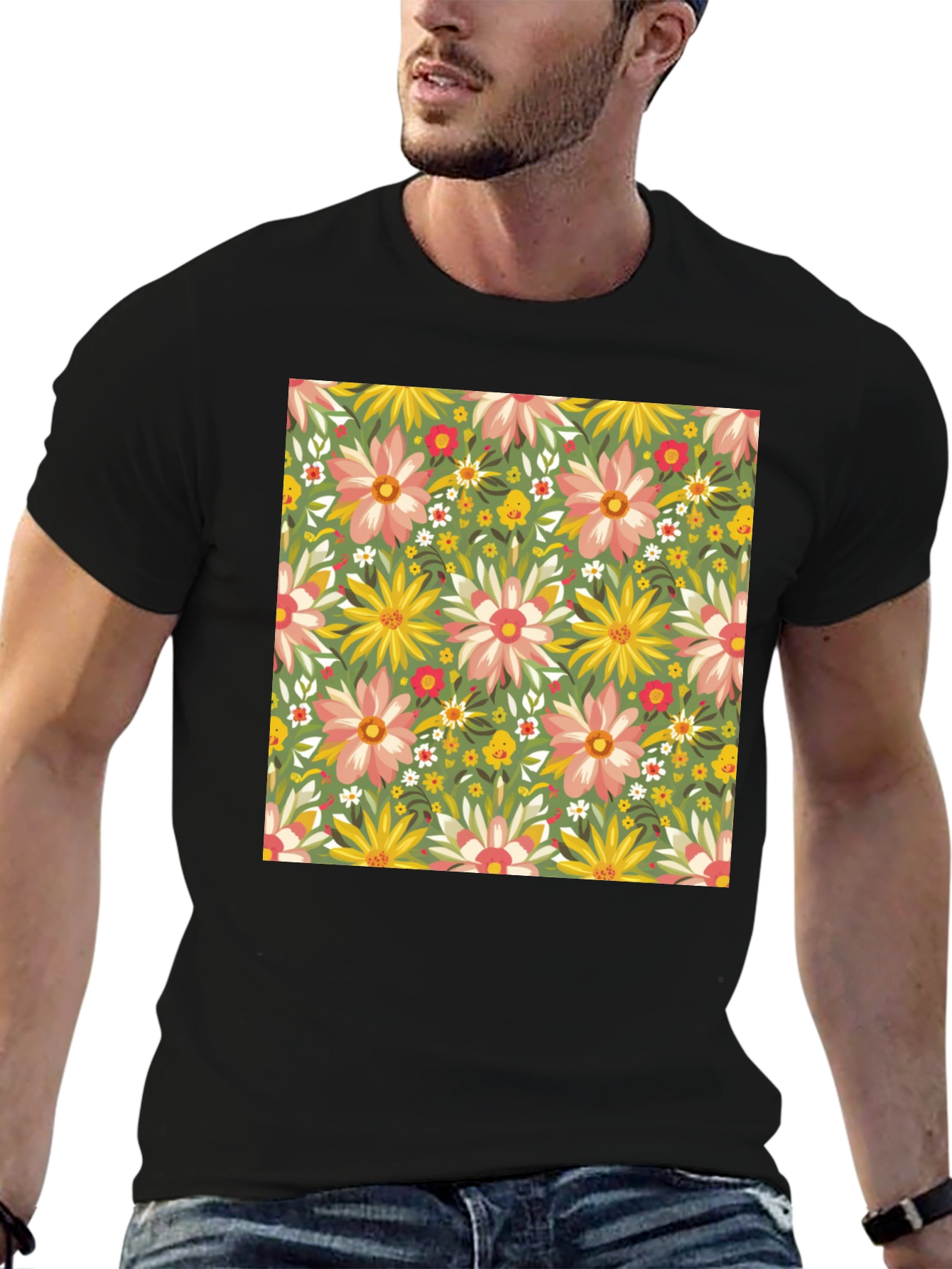Floral Print Crew Neck T-Shirt
