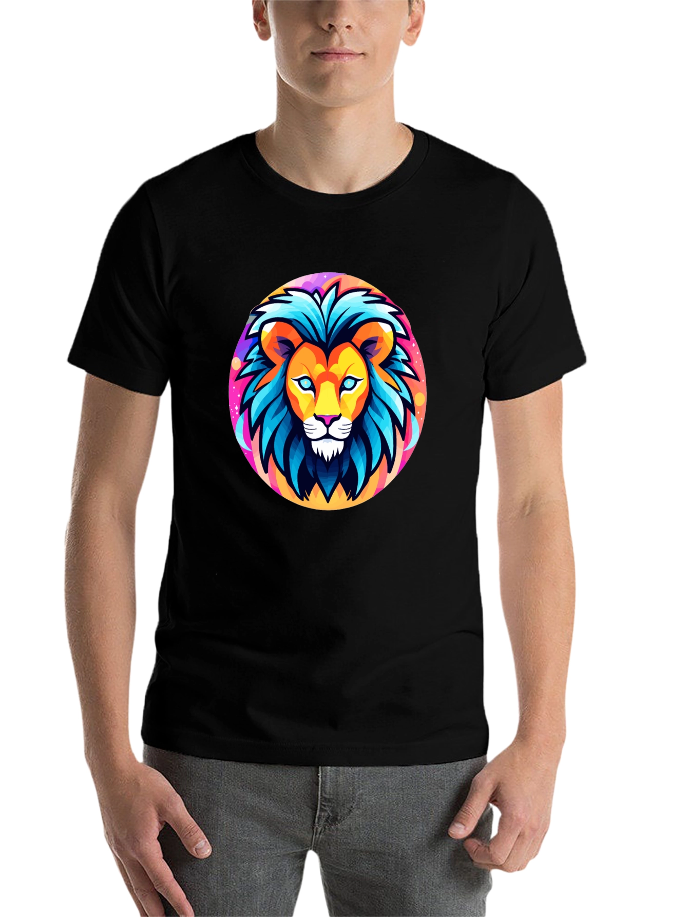 Bold Lion Graphic Tee - Black Cotton Shirt