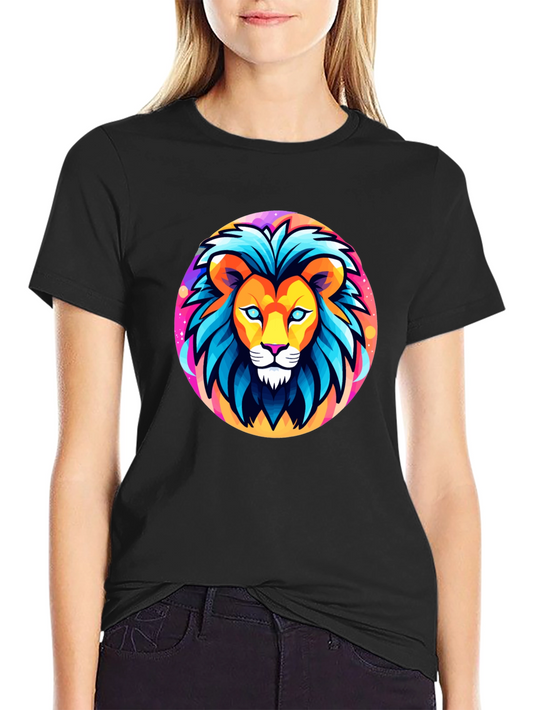Bold Lion Graphic Tee - Black Cotton Shirt