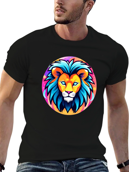 Bold Lion Graphic Tee - Black Cotton Shirt