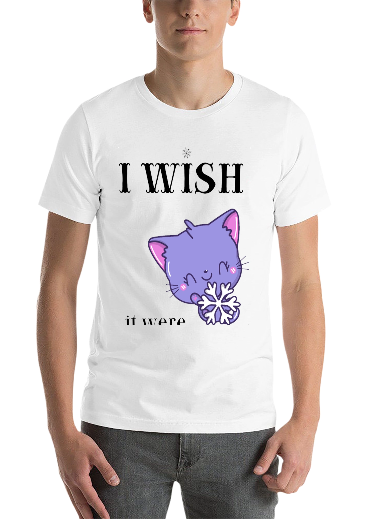 Cute Kawaii Cat Snowflake Graphic T-Shirt