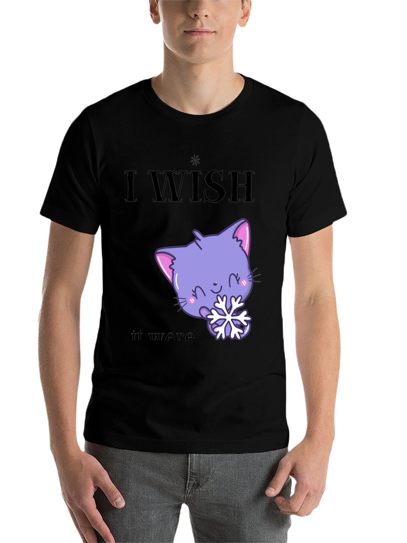 Cute Kawaii Cat Snowflake Graphic T-Shirt