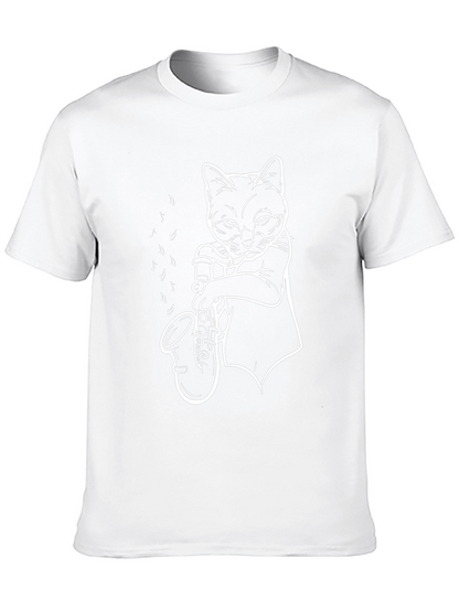 Cool Cat Saxophone Player Graphic Tee
