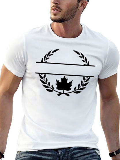 Maple Leaf Wreath Graphic Tee - Stylish Black T-Shirt